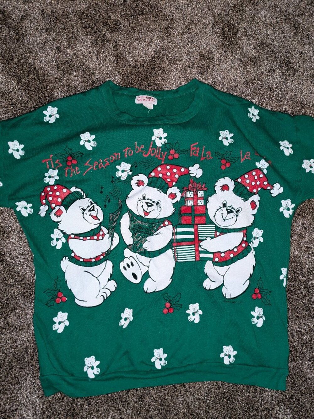Vintage Christmas Ugly Sweater Granny Teddy Bear Theme Sz 16w Women's 80's/90's